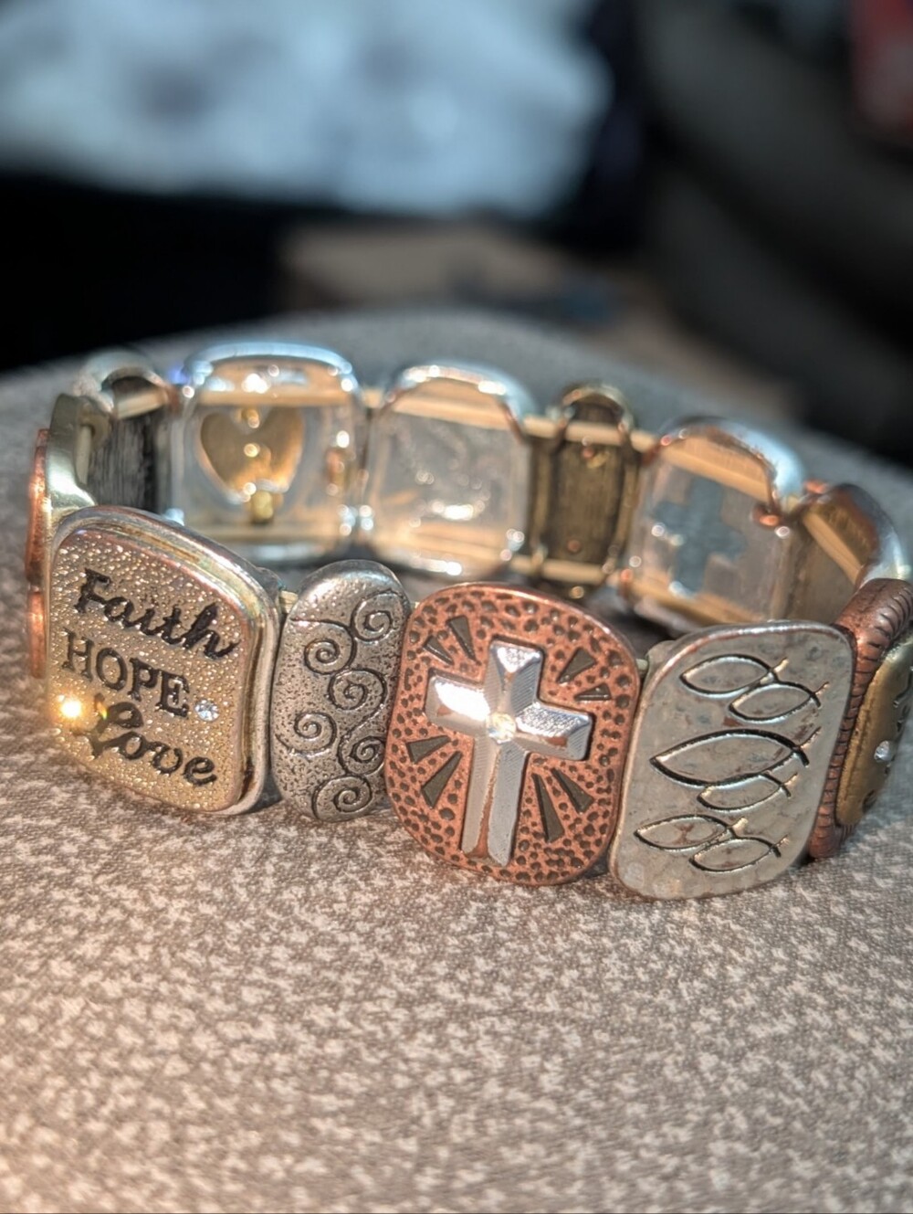Faith Hope Love Multi Tone Stretch Bracelet